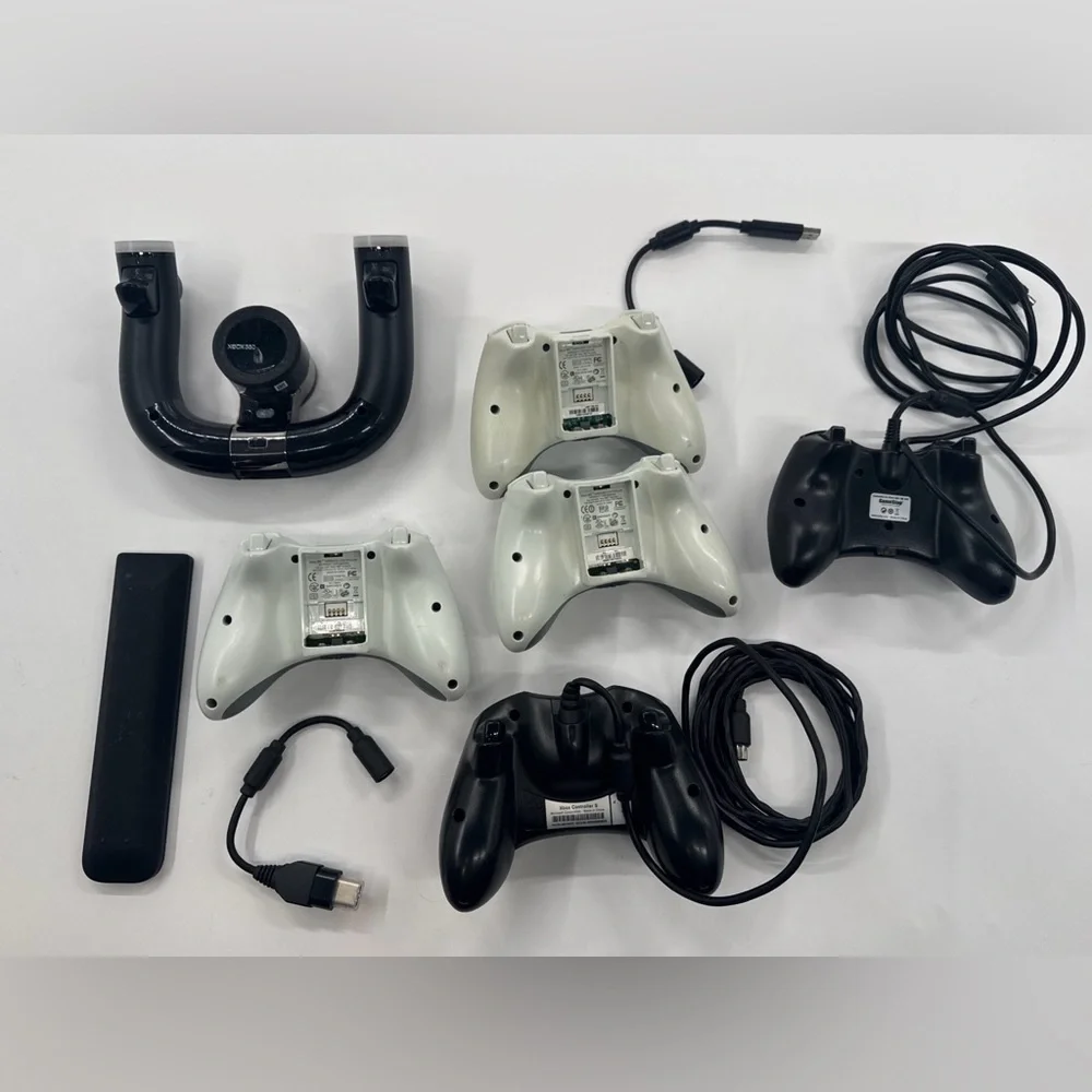Microsoft Xbox 360 Lot Black White Controllers Wired Wireless Remote UNTESTED